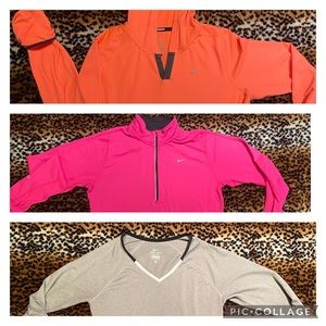 💖NIKE Lot of 3 Tops 💖 Pink, Peach, Gray 🧡 Nike Running 🤍 Medium 🧡 Hoodie
